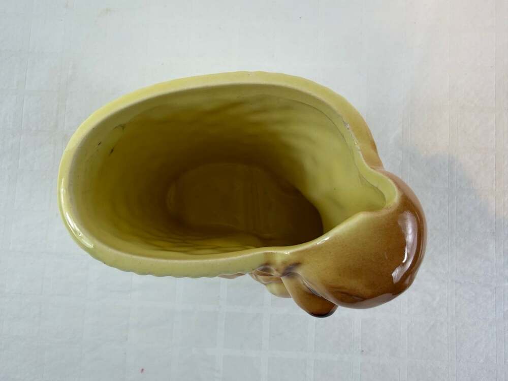 Vintage Royal Copley Planter Vase Brown Cocker Spaniel & Yellow Basket 5” Glaze - Picture 10 of 11